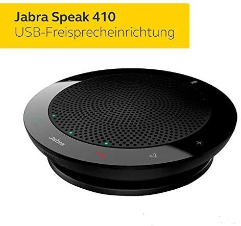 JABRA SPEAK 410 MS garsiakalbis, skirtas UC USB konferencijos sprendimui 360 laipsnių mikrofono prijungimas ir atkūrimas nutildymo ir garsumo mygtukas