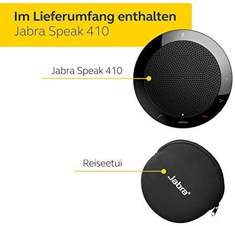 JABRA SPEAK 410 MS garsiakalbis, skirtas UC USB konferencijos sprendimui 360 laipsnių mikrofono prijungimas ir atkūrimas nutildymo ir garsumo mygtukas
