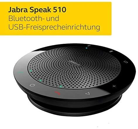 JABRA SPEAK 510 garsiakalbis, skirtas UC ir amp; BT USB konferencijos sprendimas 360 laipsnių mikrofono prijungimo ir atkūrimo nutildymo ir garsumo mygtukas