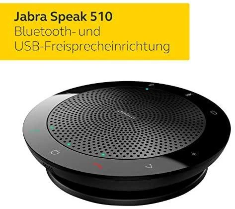 JABRA SPEAK 510 garsiakalbis, skirtas UC ir amp; BT USB konferencijos sprendimas 360 laipsnių mikrofono prijungimo ir atkūrimo nutildymo ir garsumo mygtukas