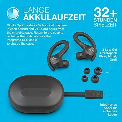 Ausinės JLab Audio Go Air Sport, Grafito spalvos