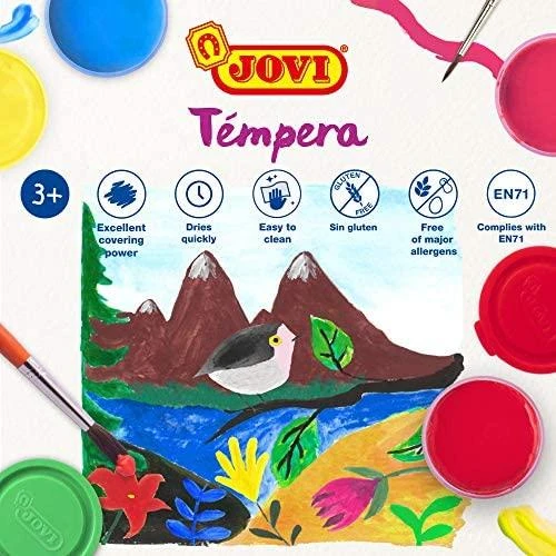 Jovi Tempera Netoksiškas guašas įvairių spalvų, 15 ml talpa, 6vnt