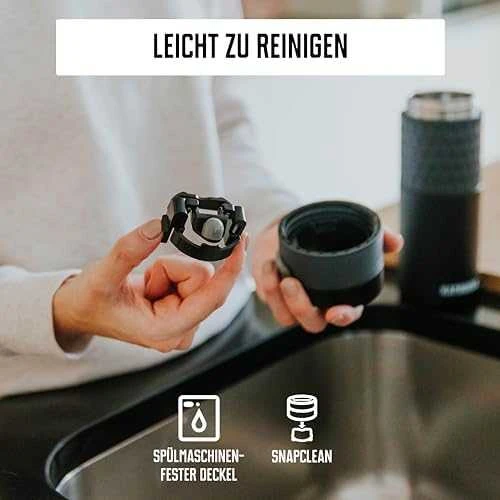 Kambukka Termo puodelis Etna Grip 500 ml, Black Steel