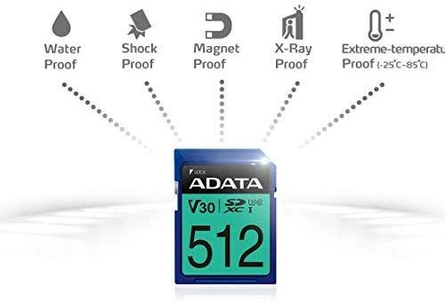 ADATA 512GB atminties kortelė su apsaugos piktogramomis