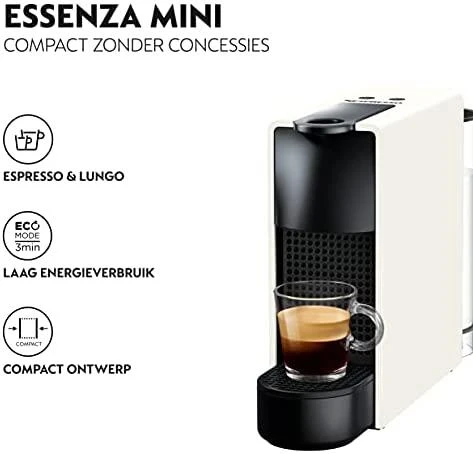 Kavos aparatas kapsulinis Krups Nespresso Essenza Mini XN1101 (1260W, baltos spalvos)