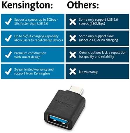 KENSINGTON USB-C Į USB-A/CA1010 KABELIO ADAPTERIS