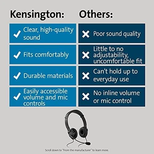 Kensington Classic Laidinės ausinės, 3.5 mm jack, Juoda