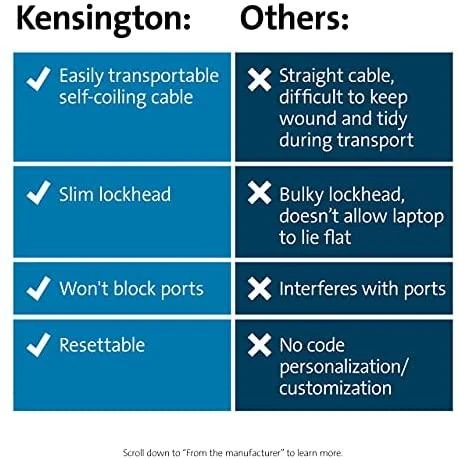 Leitz KENSINGTON Slim Combination Lock Nešiojamas nešiojamojo kompiuterio užraktas, skirtas NanoSaver saugos lizdui, kurį galima nustatyti iš naujo