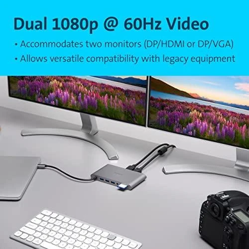 Kensington UH1440p prijungtas prie dviejų monitorių