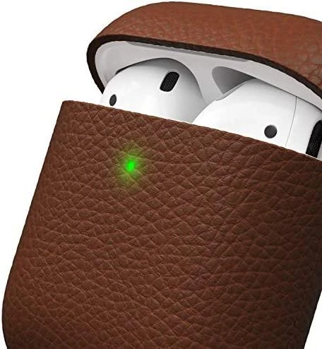KeyBudz Artisan serijos odinis dėklas, skirtas AirPods Natural Brown