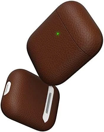 KeyBudz Artisan serijos odinis dėklas, skirtas AirPods Natural Brown