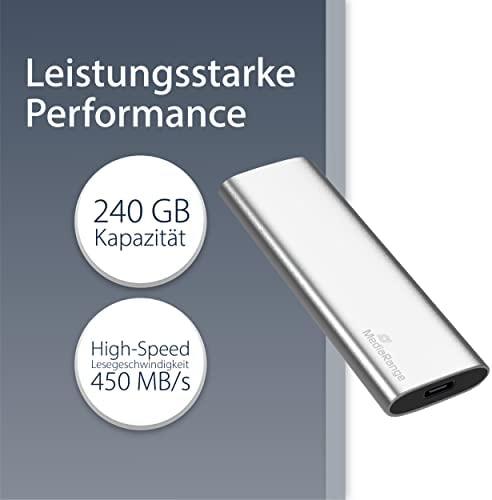 Kietasis diskas MediaRange 240 GB, Externe SSD - sidabrinis, USB-C 3.2 Gen 2 (10 Gbit/s)