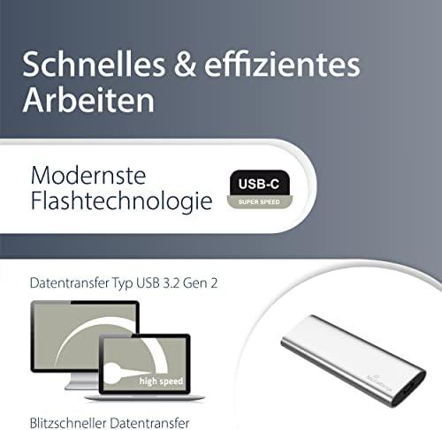 Kietasis diskas MediaRange 240 GB, Externe SSD - sidabrinis, USB-C 3.2 Gen 2 (10 Gbit/s)