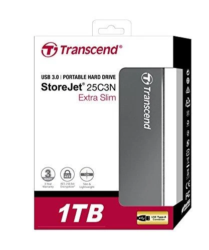 Kietasis diskas TRANSCEND StoreJet C3N - disque dur externe ultra slim- 1 To - USB 3.0