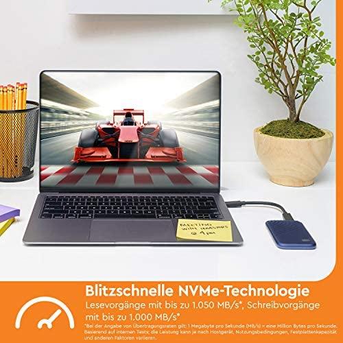 Kietasis diskas „Sandisk Western Digital My Passport SSD 1TB Midnight Mėlyna Cross“ suderinamas su USB 3.2 Gen-2 ir USB-C, 1050 MB/s skaitymo ir 1000 MB/s įrašymo sparta, suderinamas su asmeniniais ir „Mac“ kompiuteriais
