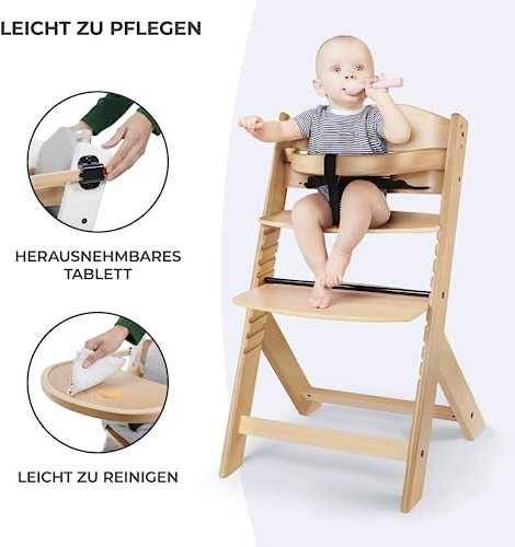 KinderKraft maitinimo kėdutė Enock, medinė
