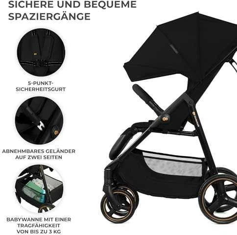 KINDERKRAFT vežimėlis TRIG 3 ONYX Juodas, KSTRIG03BLK0000