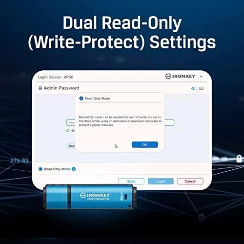 Kingston IronKey Vault Privacy 50 64GB USB 3.0 256bit AES Encrypted