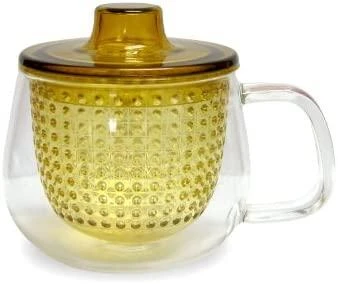 Puodelis su sieteliu ir dangteliu Kinto UNITEA Geltona, 350 ml