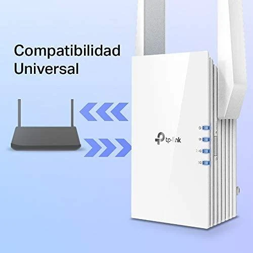 TP-LINK AX1500 „Wi-Fi 6“ diapazono plėtiklis „Broadcom 1.5GHz“ trijų branduolių procesorius, 2 išorinės antenos, jungiamas prie sienos.
