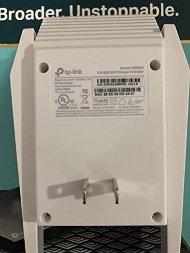 TP-LINK AX1500 „Wi-Fi 6“ diapazono plėtiklis „Broadcom 1.5GHz“ trijų branduolių procesorius, 2 išorinės antenos, jungiamas prie sienos.