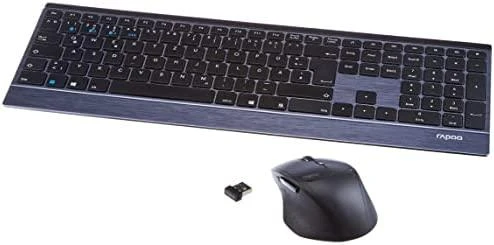 Klaviatūra Rapoo Kabelloses Multi-Mode-Deskset "9500M", Juodas Ultraflaches 4,5-mm-Design - kabellose Multimodus-Verbindung - Tastaturlayout: QWERTZ (deutsch) - L