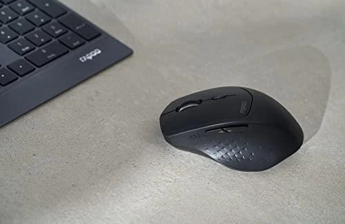 Klaviatūra Rapoo Kabelloses Multi-Mode-Deskset "9500M", Juodas Ultraflaches 4,5-mm-Design - kabellose Multimodus-Verbindung - Tastaturlayout: QWERTZ (deutsch) - L