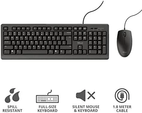 Klaviatūra Trust PRIMOKEYBOARD ir pelė SET - QWERTZ su laidu