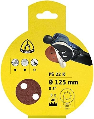 KLINGSPOR 125mm PS22K storio SAVIMI KLIPOJANTIS ŠLIJANTIS DISKAS. 24/50 vnt.
