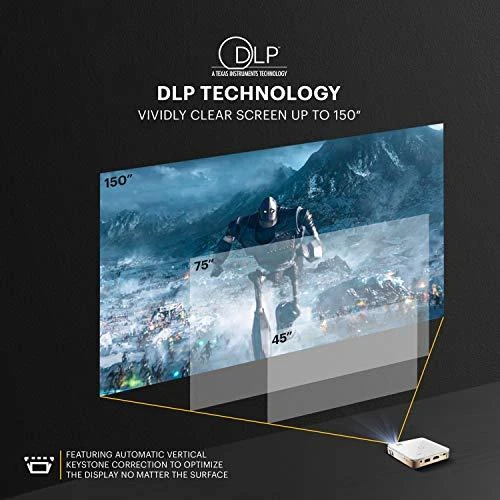 Projektorius Kodak Portable Series Luma 150 RODPJS150WH WVGA (854x480), 50 ANSI liumenų, 1500:1, Baltas/Gold, Wi-Fi