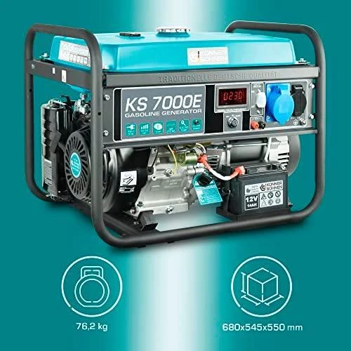 KÖNNER & SÖHNEN BENZINO GENERATORIUS 5.0kW 230V KS 7000E, ELEKTRINIS PALEIDIMAS