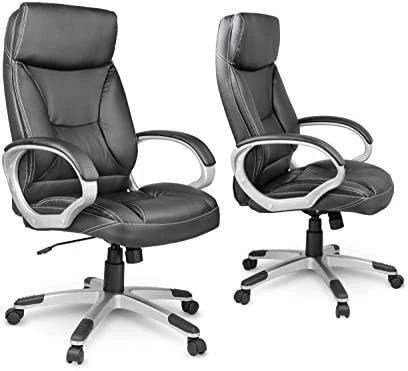 Sofotel Biuro kėdė, ergonominė odinė, juoda vadovo kėdė, reguliuojamo aukščio, patogi stalo kėdė