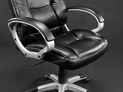 Sofotel Biuro kėdė, ergonominė odinė, juoda vadovo kėdė, reguliuojamo aukščio, patogi stalo kėdė