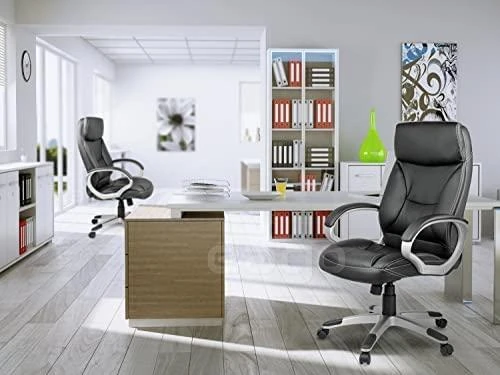 Sofotel Biuro kėdė, ergonominė odinė, juoda vadovo kėdė, reguliuojamo aukščio, patogi stalo kėdė