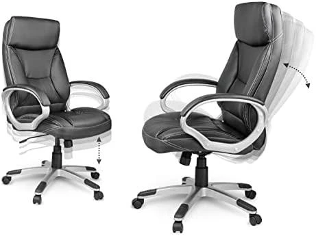 Sofotel Biuro kėdė, ergonominė odinė, juoda vadovo kėdė, reguliuojamo aukščio, patogi stalo kėdė