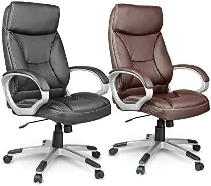 Sofotel Biuro kėdė, ergonominė odinė, juoda vadovo kėdė, reguliuojamo aukščio, patogi stalo kėdė