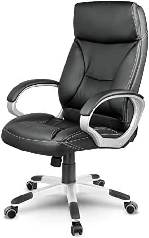 Sofotel Biuro kėdė, ergonominė odinė, juoda vadovo kėdė, reguliuojamo aukščio, patogi stalo kėdė
