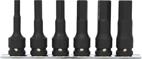 Smūginių galvučių antgalių komplektas 1/2", ilgos,HEX 8-19m, KS Tools