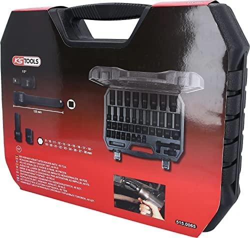 Smūginių galvučių rinkinys 1/2" ilgos ir trumpos 9-30mm 40pcs, KS Tools