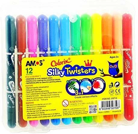 Amos Silky Twisters kreidelės 12 spalvų