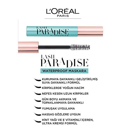 Vandeniui atsparus blakstienų tušas L'oreal Paradise Extatic 6ml Juodas