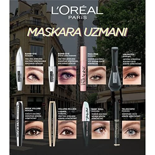 Blakstienų tušas L'Oreal Telescopic Carbon Juodas 8ml