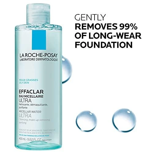 La Roche Posay Effaclar Micellar Vanduo Ultra For Oily Skin micelinis vanduo riebiai odai, 400 ml