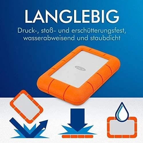 Kietasis diskas Išorinis diskas LaCie Rugged Mini 2.5" 4TB USB3.0, Atsparus smūgiams