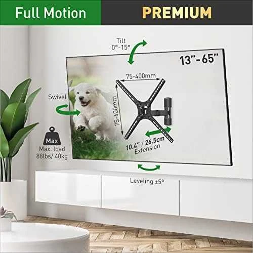 Laikiklis BARKAN BM331 13"-65" TV, 3 lankstų, sieninis, juodas