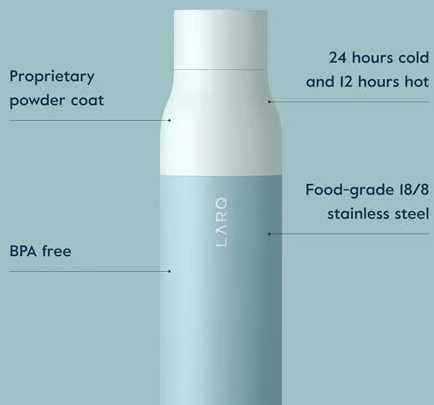 LARQ Insulated Bottle Twist Top Gertuvė, mėtų spalvos, 740ml