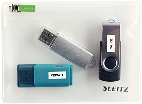 Leitz skaidrus krepšelis priedams su USB laikmenomis