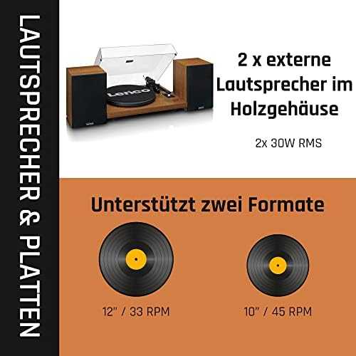 Lenco LS-480WD patefonas su „Bluetooth®“, medinis