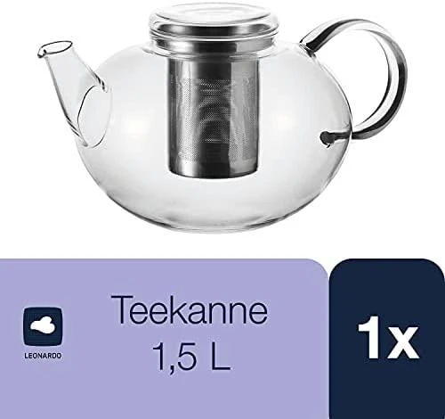 Leonardo stiklinis arbatinukas su sieteliu 1.5l