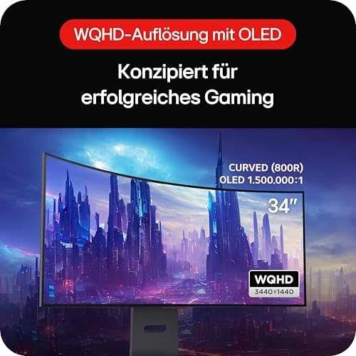 LG | Curved gaming monitorius | 34GS95QE-B | 34 " | OLED | Ultra-WQHD | 21:9 | 240 Hz | 0.03 ms | 3440 x 1440 pikselių | 275 cd/m² | HDMI jungtys quantity 1 | Juodas | Garantija 24 mėn.